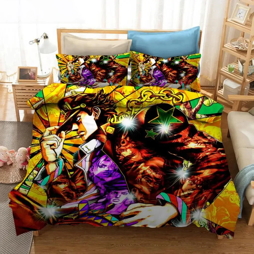 Фото Аниме JoJo Bizarre Adventure Jotaro Kujo комплект постельного белья для мальчиков и девочек Twin Queen Size пододеяльник наволочка кровать для детей и взрослых №2