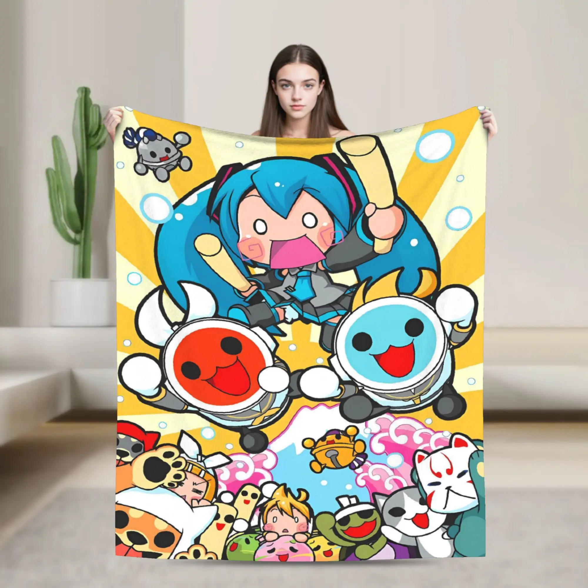 Фото Пледы Taiko no Tatsujin: Теплый, мягкий, с принтом, плюшевый плед для дивана, кресла, путешествий, офиса, фланелевое покрывало, чехол для кровати.