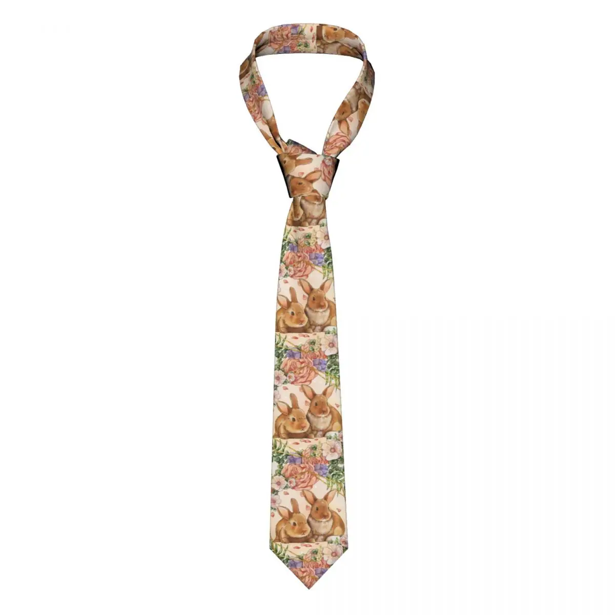 

Colorful Bunny Flower Necktie Men Women Polyester 8 cm Easter Rabbit Eggs Neck Tie for Men Slim Narrow Accessories Cravat Office