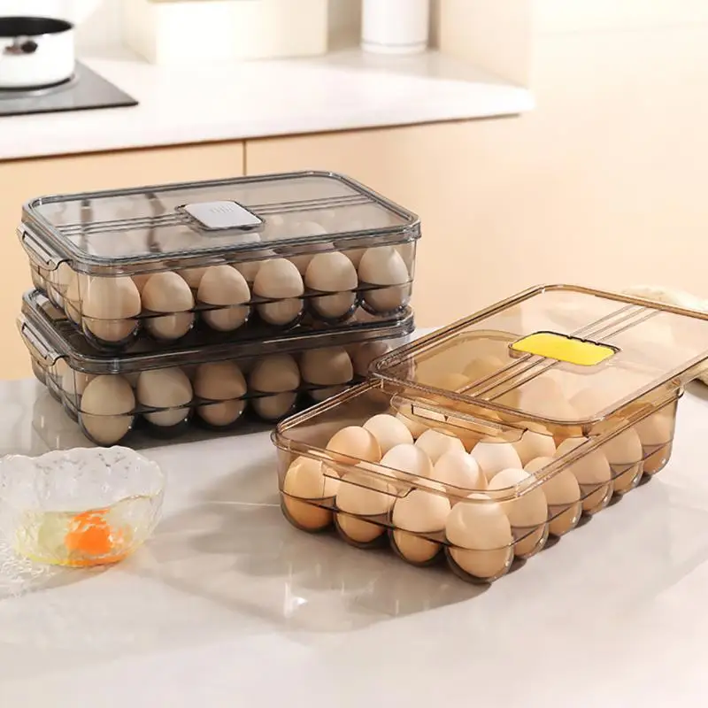 

Egg Storage Box Refrigerator Covered Fresh-keeping Box Kitchen Anti Falling Egg Special Finishing 24 Compartments Egg Tray