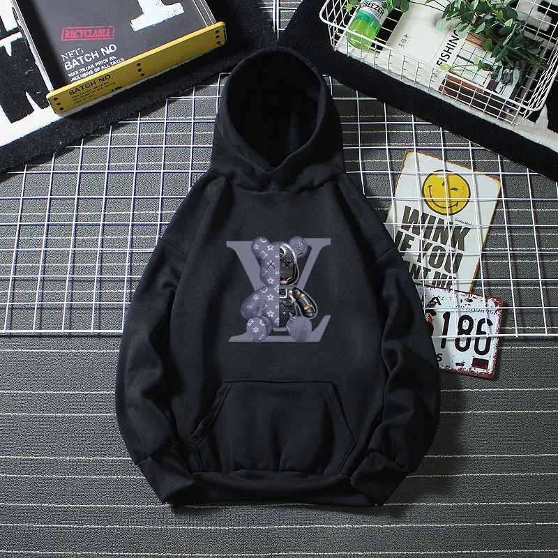 

2023 Brand Hoodies For Men Sweatshirts Luxury Brand Bear Printing 100% Cotton Tops Solid Color Hoodie Casual Loose Pullovers