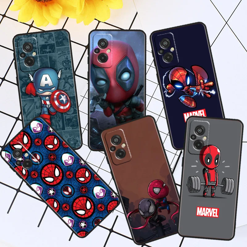 

Marvel Logo Spiderman Deadpool Phone Case For Xiaomi Redmi A1 12C 11A 11 10C 10 9T 9AT 9A 10A 9C 9 8A 8A 7A 7 Plus Black Cover