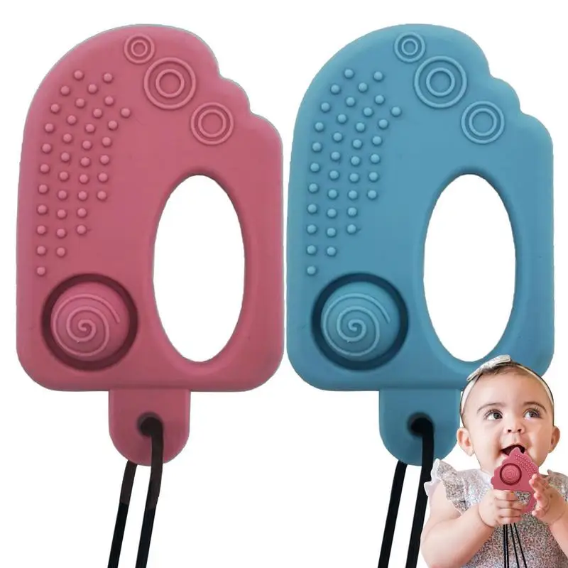 

Soft Silicone Teether 2pcs Toddler Hand Teether Teeth Relief Toy With Lanyard For Food-Grade Ice Cream Shape Bite Resistant Anti