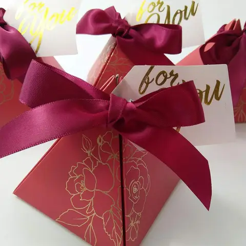 Треугольная пирамида конфетная коробка свадебные сувениры и подарки коробки мешки для конфет для гостей украшение для детского душа вечерние принадлежности