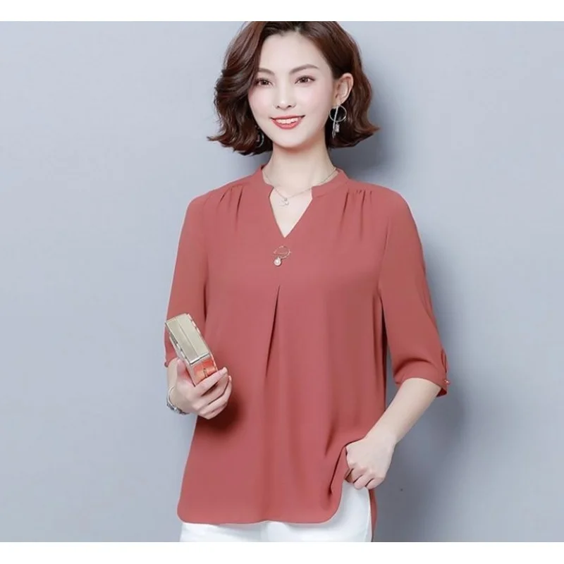 

IM Mong women's V-neck pineal chiffon daily look hall