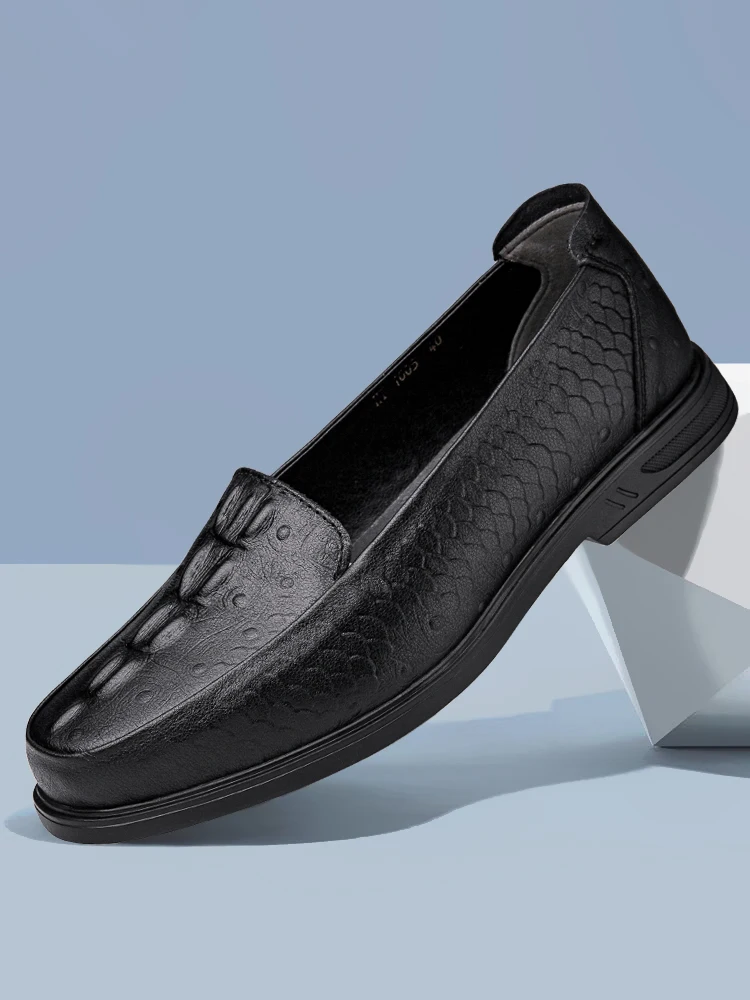 Мужские осенние деловые кожаные туфли с крокодиловым узором мужские модные