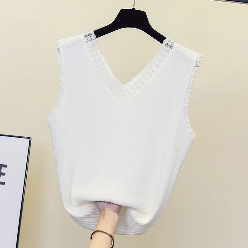 Майка женская кружевная трикотажная красивый облегающий жилет Трикотажная
