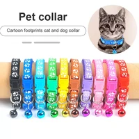 new cute bell collar for cats dog collar teddy bomei dog cartoon funny footprint collars leads cat accessories animal goods