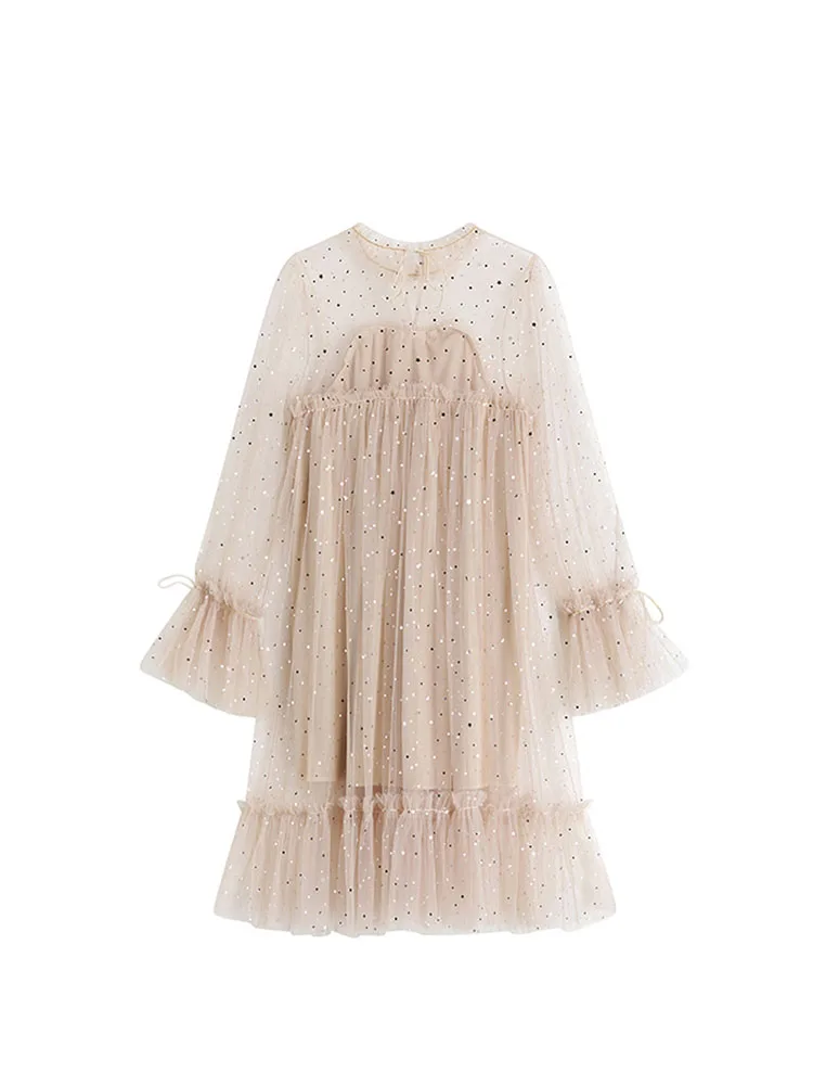 Женское платье весна-осень 2022 модное элегантное шикарное Прозрачное с длинным