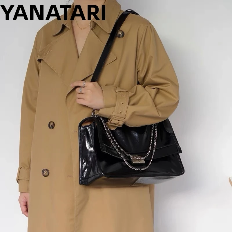 

YANATARI chain handbag genuine leather tote bag women vintage luxury brand soft cowhide leather shoulder bag fashion bag 2023