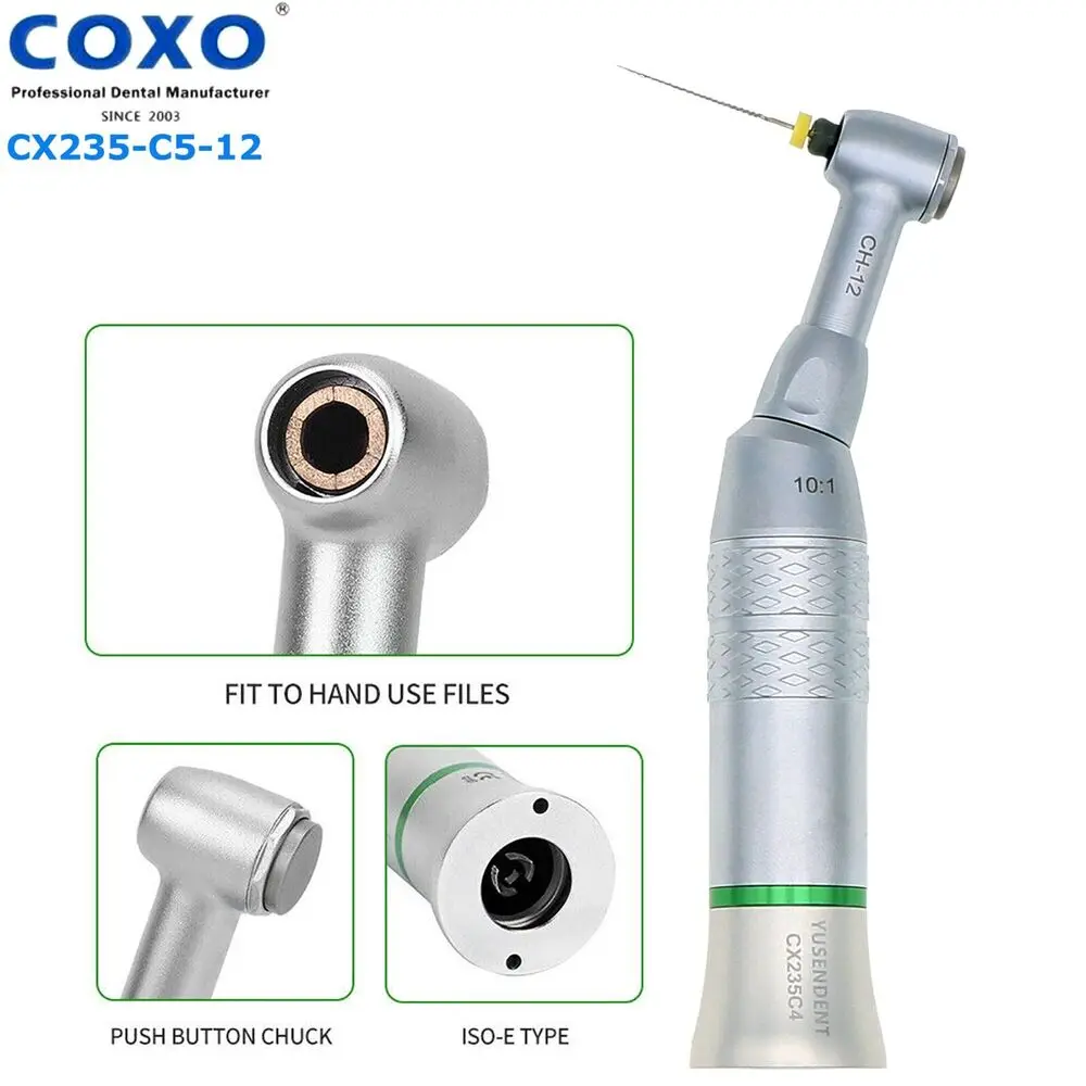 

COXO Dental 10:1 Reduction Contra Angle 90° Reciprocating Low Speed Handpiece for Endodontic Treatment Push Button Hand Use File
