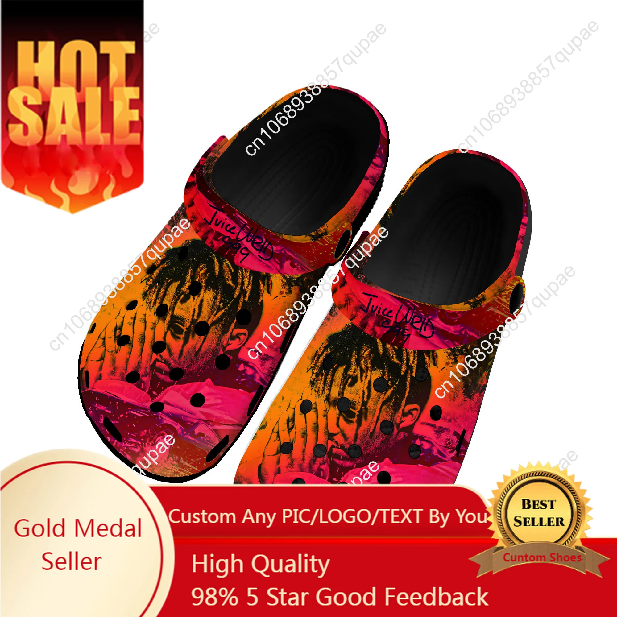 

Juice Wrld 999 Hip Hop Rapper Home Clogs Custom Water Shoes Mens Womens Teenager Shoe 3D Print Garden Clog Beach Hole Slippers