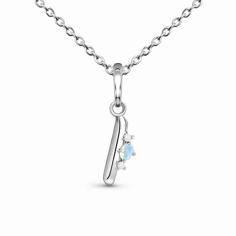 

best selling S925 sterling silver letter I Moonstone pendant necklace ladies design fashion Joker jewelry
