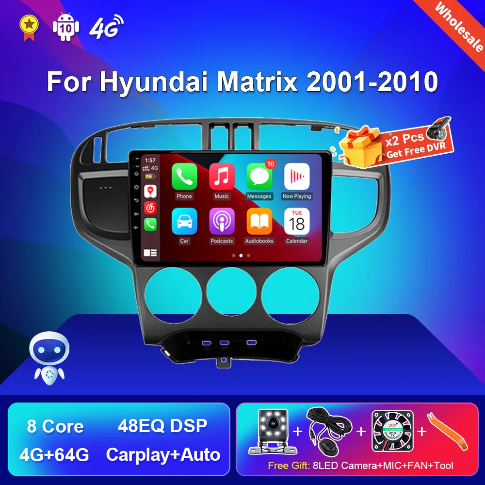 

Android 10 Audio Stereo for Hyundai Matrix 2001-2010 2din Car Radio Multimedia Video DVD Player Navigation GPS Navi No Cassette