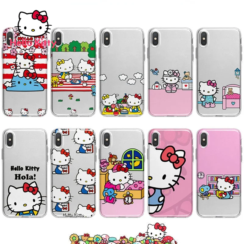 

HelloKitty for IPhone 6S/7/8P/X/XR/XS/XSMAX/11/12Pro/12mini All-inclusive Cartoon Transparent Phone Case