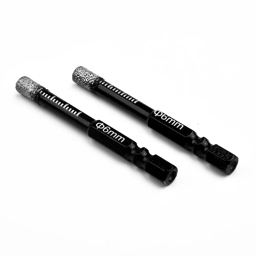 

Durable Hot Sale Newest Pratical Diamond Dry Drill Bit Tile Vaccum 2pcs 6mm Black Brazed Ceramic For Hex Shank