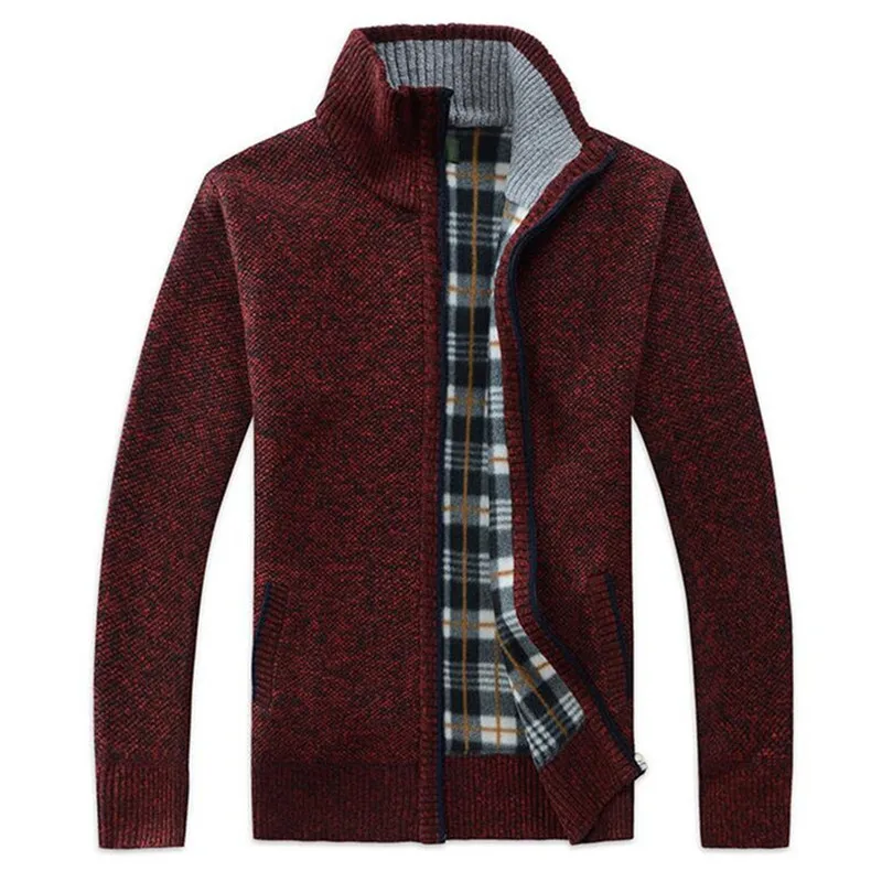 

Autumn Winter Warm Cardigan Men Fleece Zipper Sweaters Jackets Mens Slim Fit Knitted Sweatercoat Thick Cardigan Sweater Coat