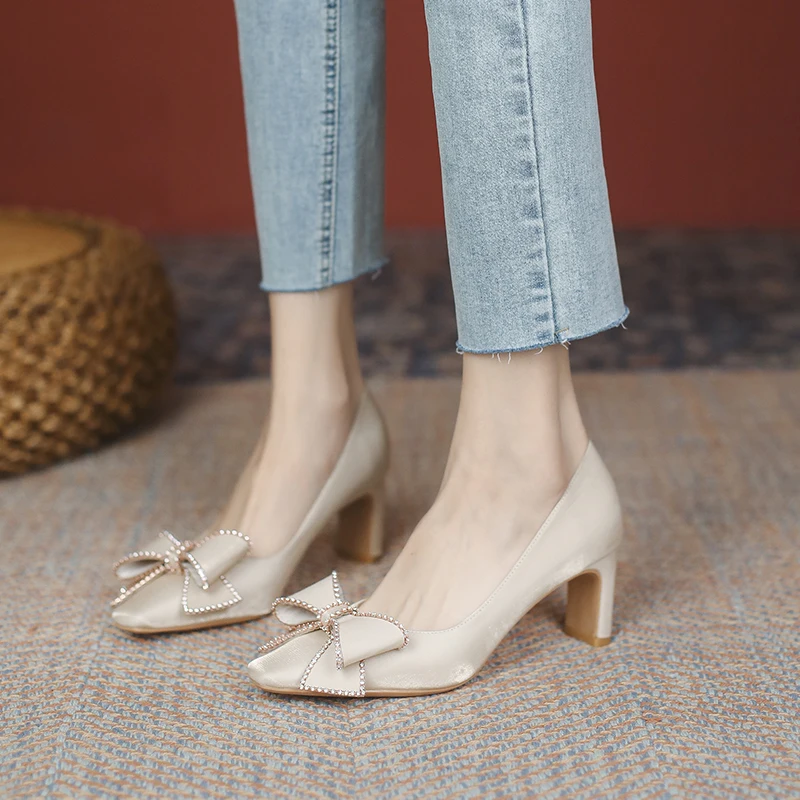 New Women's Shoes Spring Summer High Heels Luxury 2023 Trend Black High Heels Elegant Sandals Rhinestones