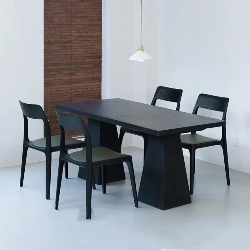 Черный обеденный стол из массива дерева новый классический многофункциональный