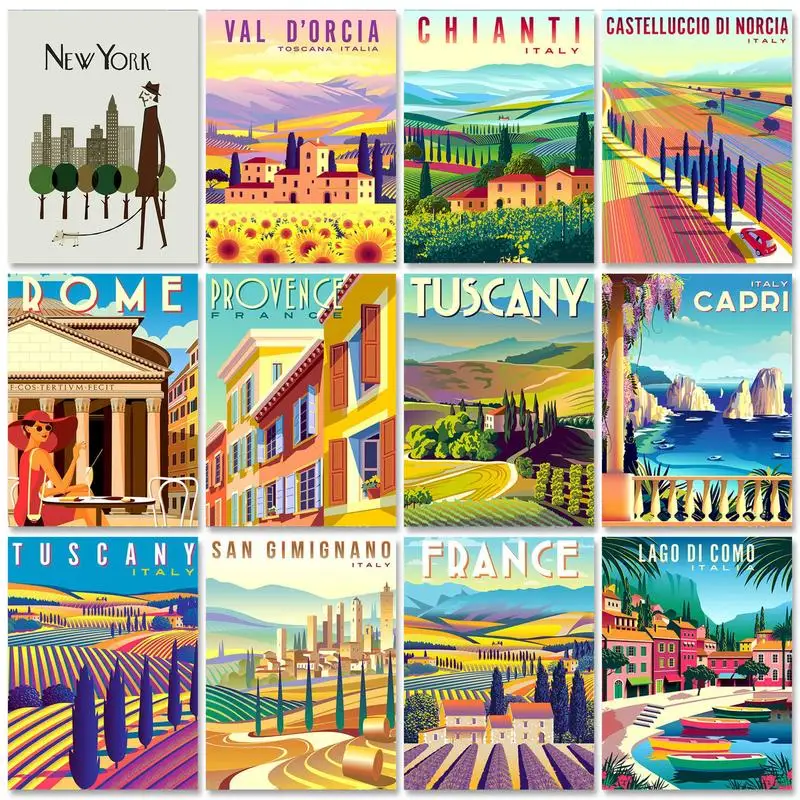 

GATYZTORY DIY Modern Paint by Numbers Canvas Painting with Frame City Landscape Acrylic Paint Wall Decor for Adults