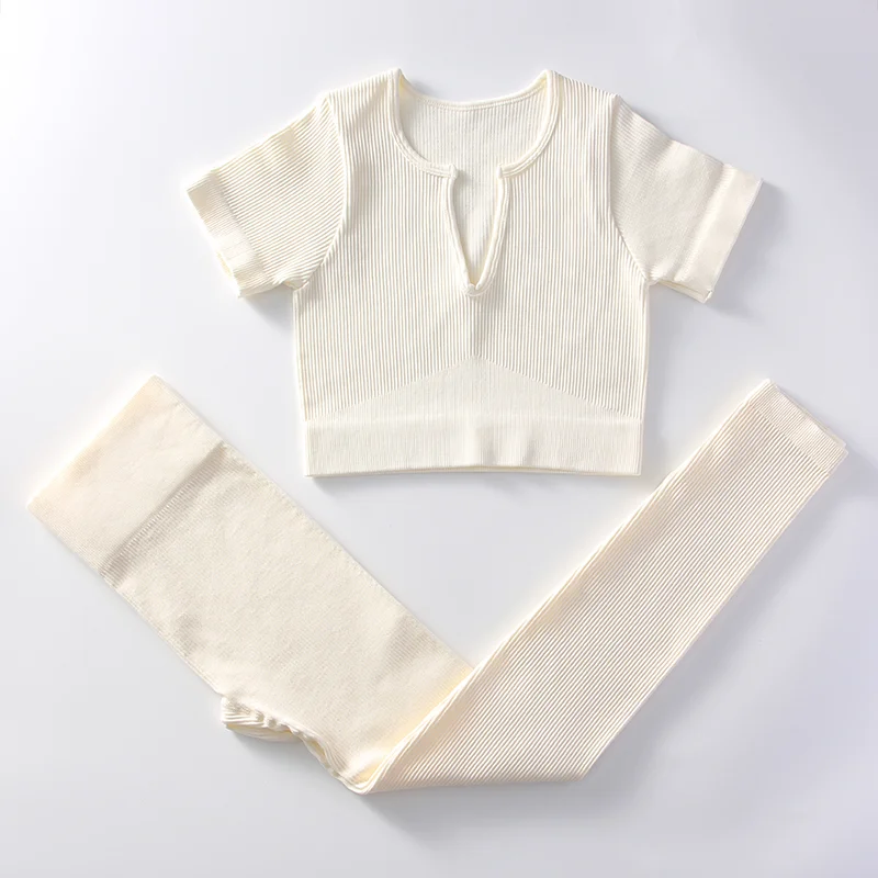 Yoga Set Seamless Workout Clothes Fitness Sports TOP Leggings Long Sleeve Active Wear Gym Set Women Outfits Tracksuit