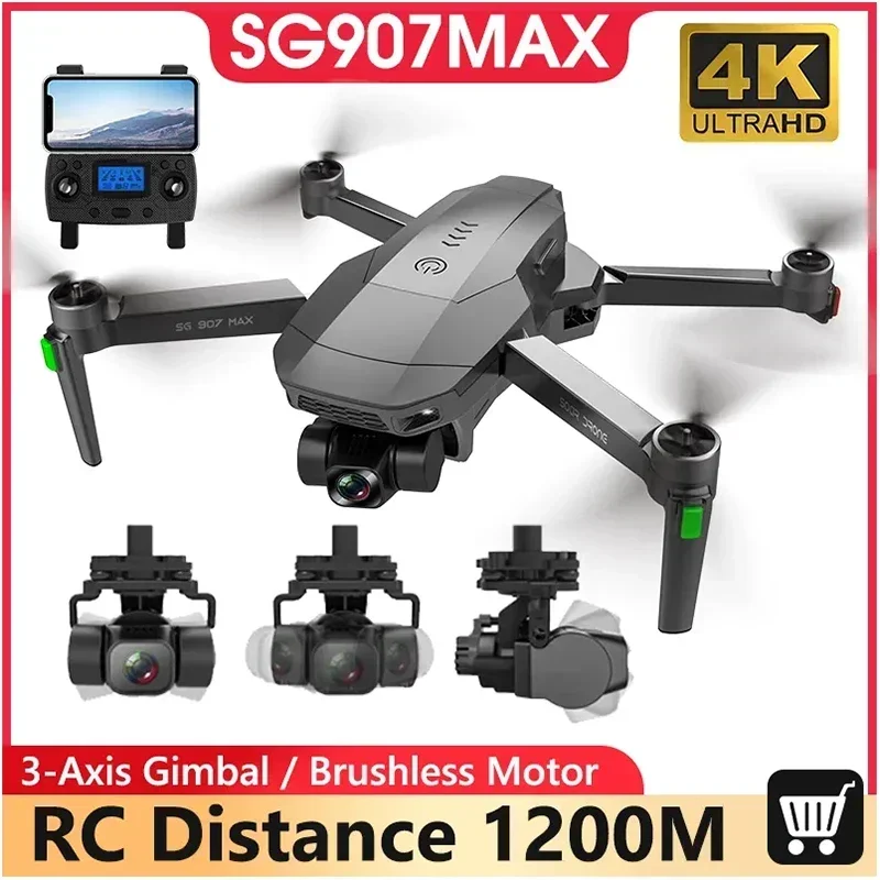 

New SG907 MAX 3-Axis Gimbal Drone SG907 PRO GPS Dron 5G WIFI ESC Camera Drone 4K Professional RC Quadcopter Max Distance 1200m