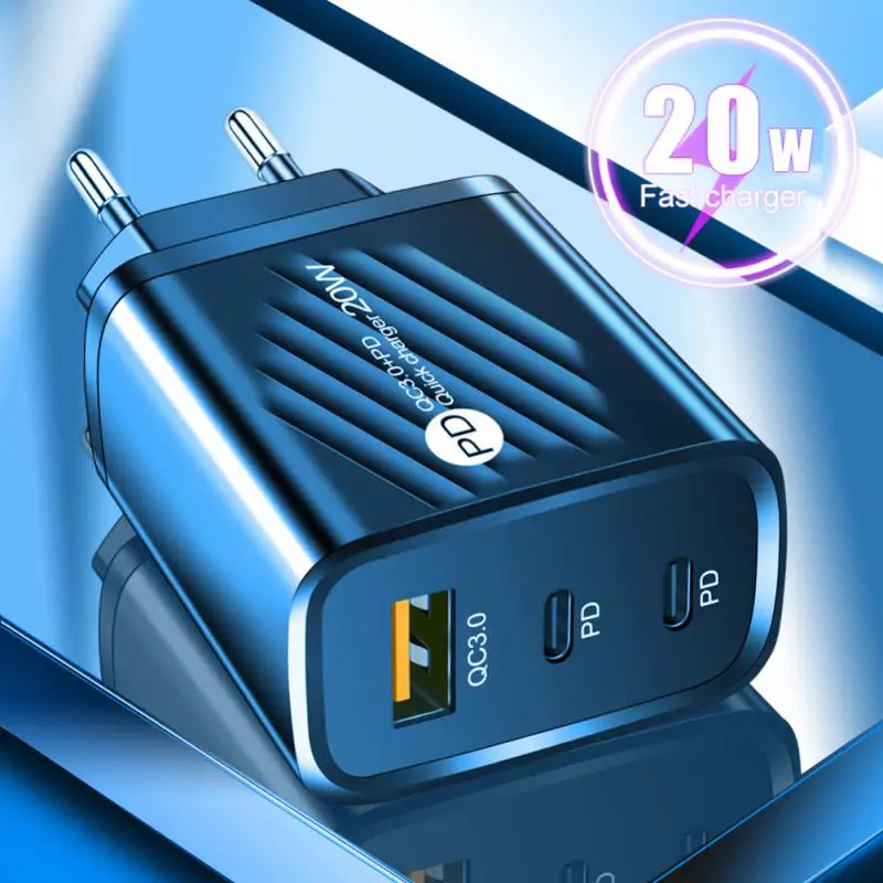 

Mobile Phone Chargers Slant USB +2PD Type-c Phone Charger Multi-port Tablet Charger US/EU/UK Plug Charger For Xiaomi Huawei
