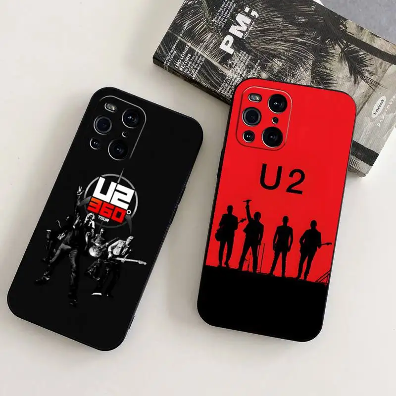 

U2 Band Rock Phone Case For OPPO Find X5 X3 X2 A93 Reno 4 3 Pro A75 A94 A74 A53 A72 A52 Black Soft Silicone Case