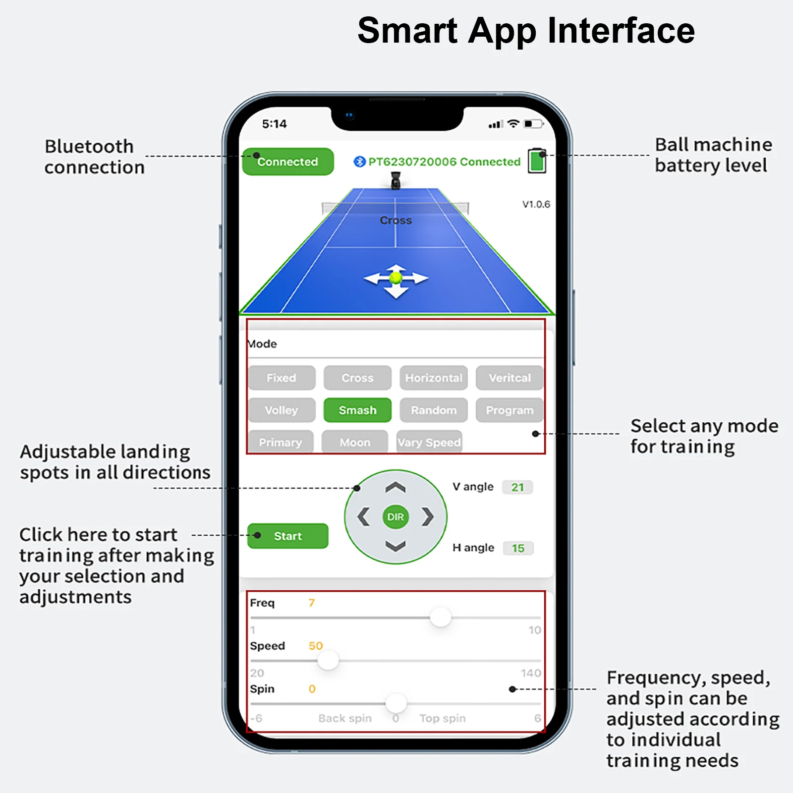 Машина для теннисных мячей Pusun стандартное интеллектуальное оборудование