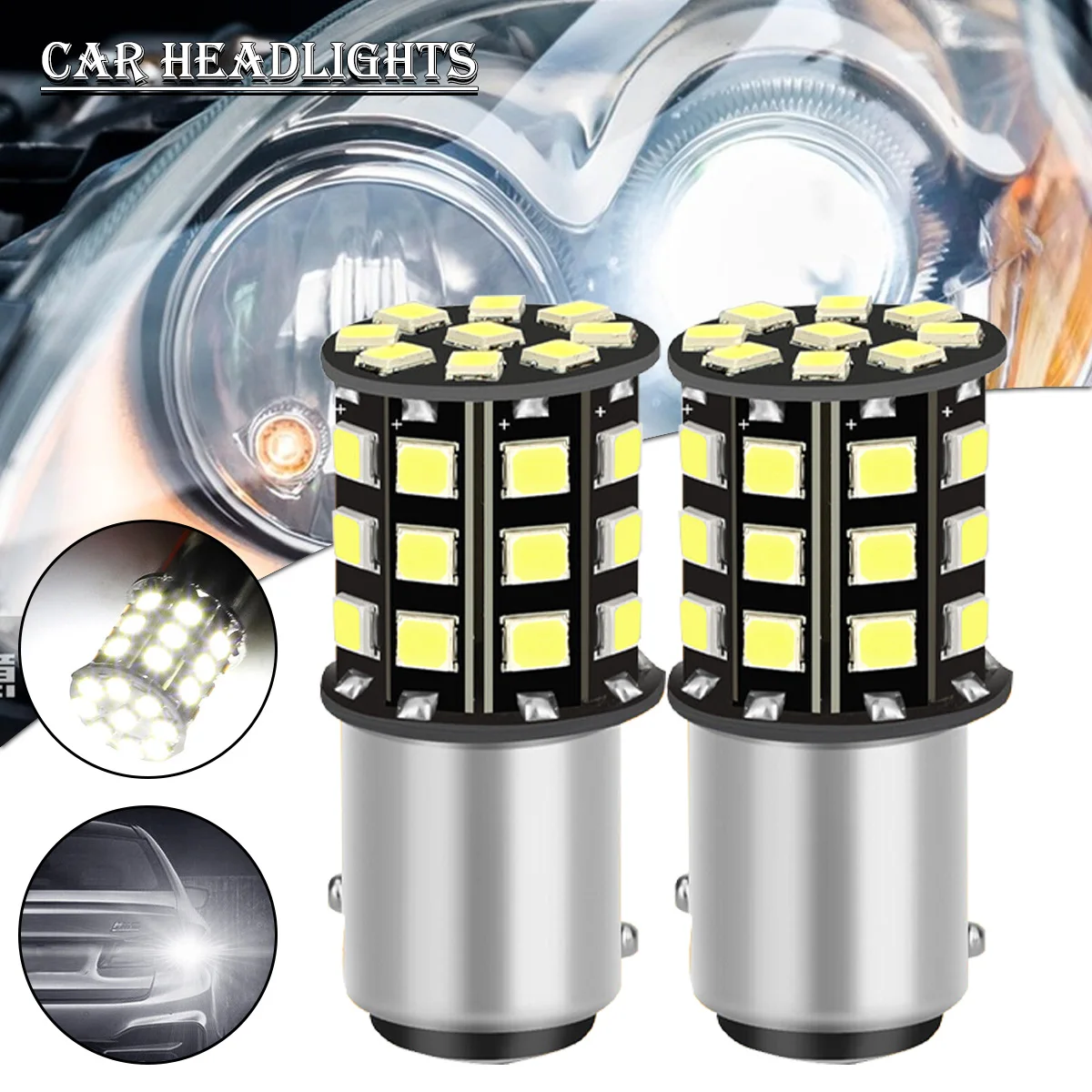 

4Pcs 1157 LED Front Turn Signal Parking Light Bulb 12V 6.6W 6000K 800LM White Parking Light For Suv Van Motorcycle Scooter Trail