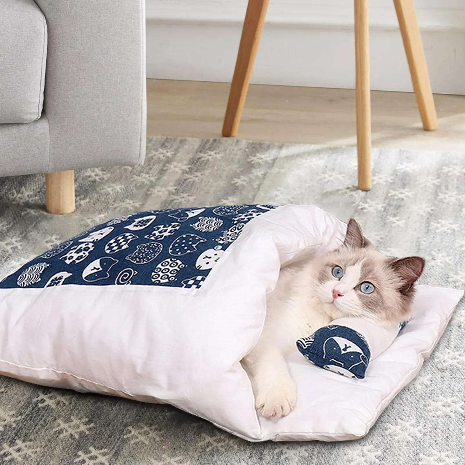 

Съемная зимняя кровать для кошек, теплый спальный мешок для глубокого сна, кровать для собак и кошек, подушка с подушкой, товары для домашних...