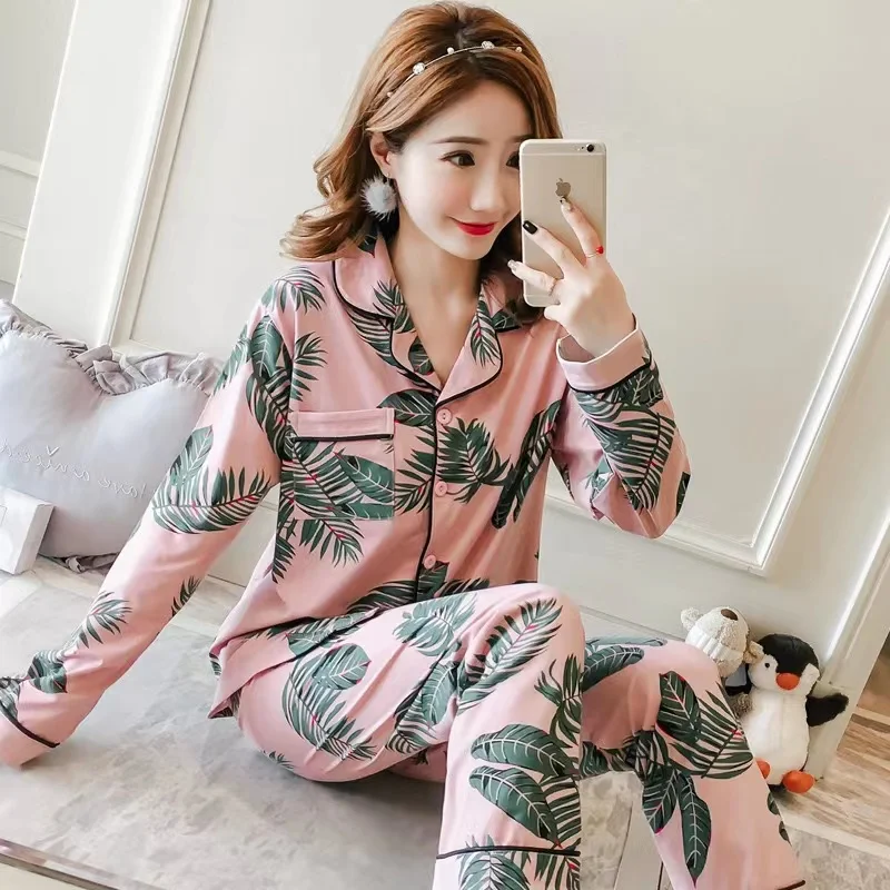 Korean Style Plaid Printed Pajamas Set for Women 2022 New Two Piecs Suit Casual Loose Soft Pyjama Thick Sleepwear Loungewear Pjs