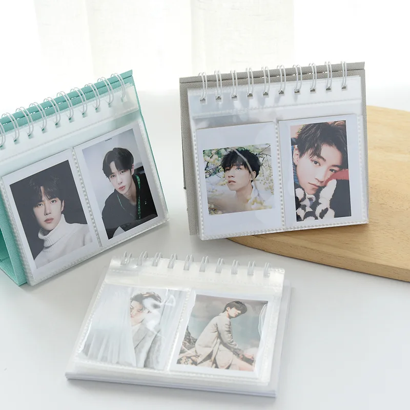

Desktop Standing Photo Album 3inch Mini Instax Polaroid Album Desk Calendar 68 Pocket Kpop Card Binder Holder