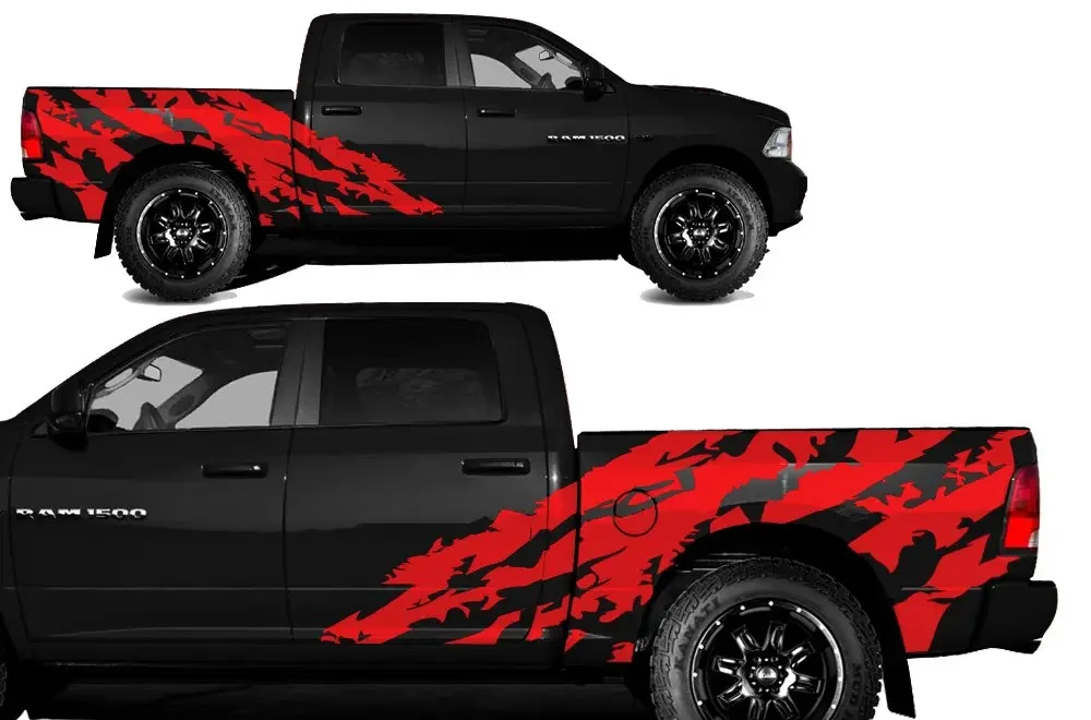 Factory Crafts Shred Side Graphics Kit Виниловая наклейка совместимая с кроватью Dodge Ram 5.7 20092018