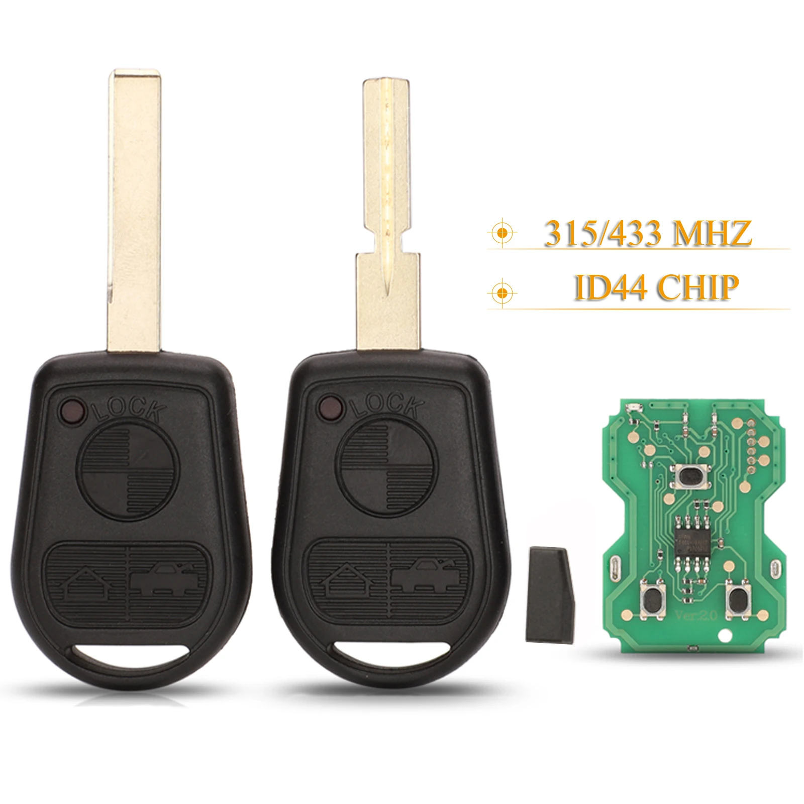 jingyuqin 3 Buttons Car Remote Key Fob 315/433Mhz ID44 PCF7935 Chip For BMW Z3 E31 E32 E34 E36 E38 E39 E46 Z3i HU58/HU92 Key