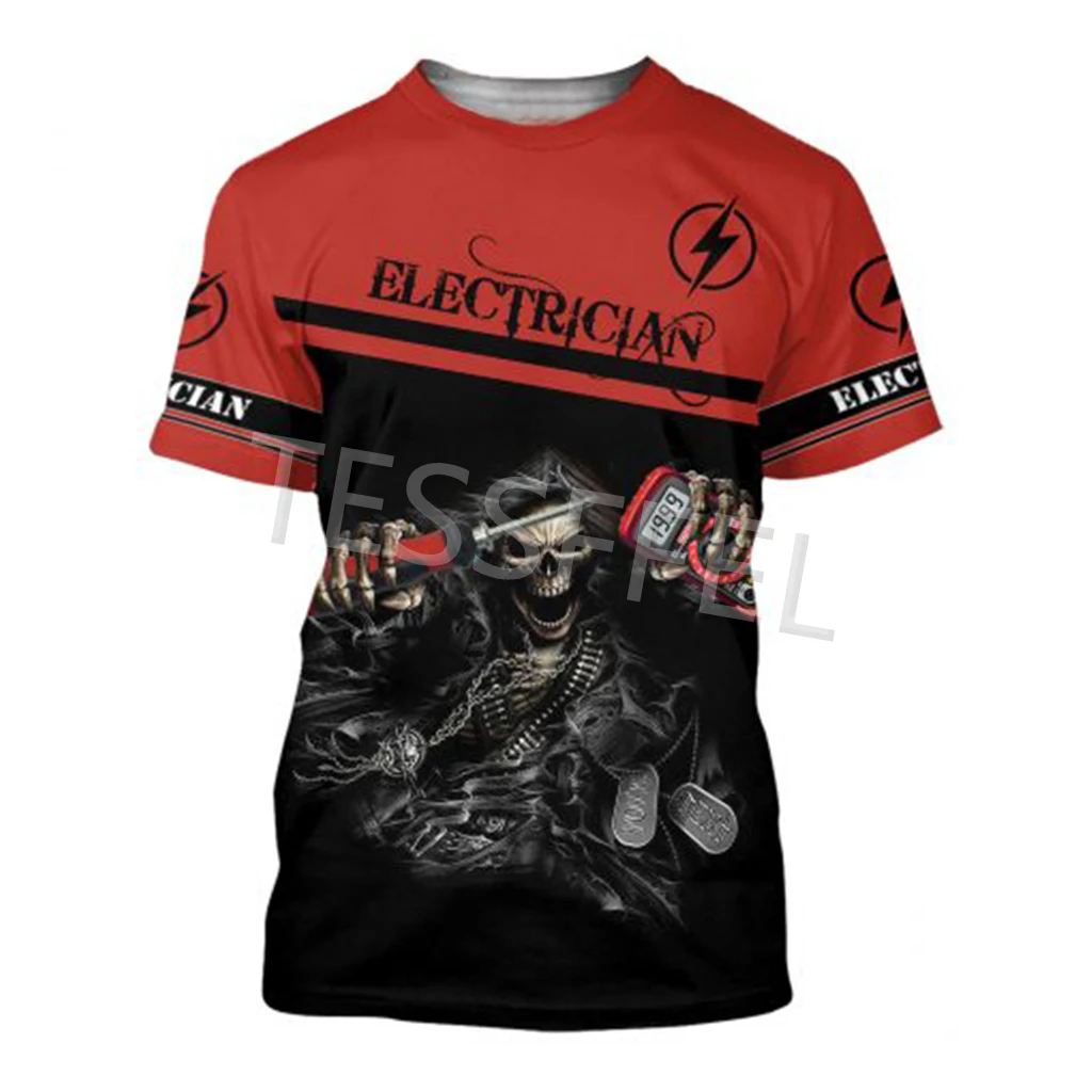 

Men's T-shirt Electrician Round Neck Short Sleeve Neutral 3D Printing Cable Worker Sports Leisure Large Summer Fashion Clothing