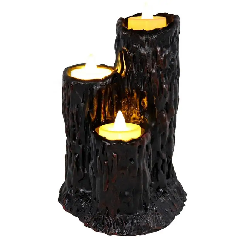 

LED Flameless Candles Resin Flameless Halloween Flickering LED Candles Battery Operated Realistic Melting Candles For Dining