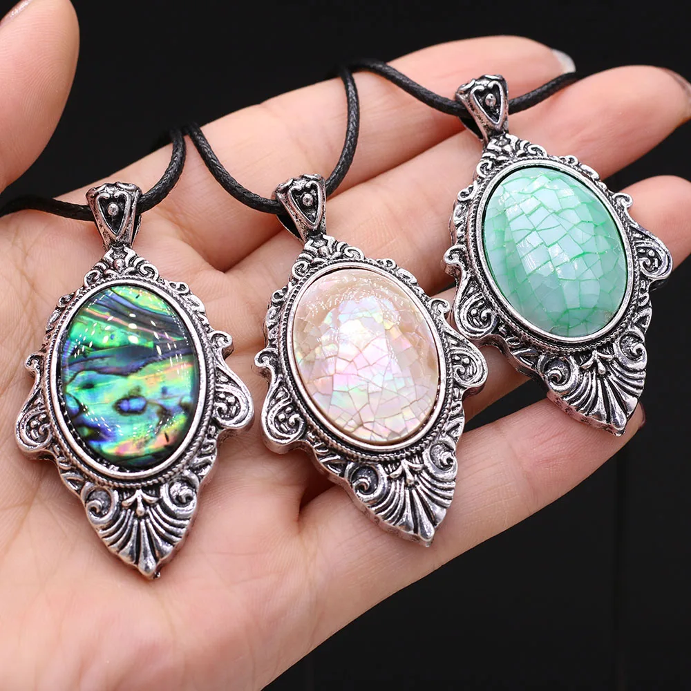 

Natural Lapis Lazuli Blue Turquoise Pendant Green Aventurine Necklace Vintage Necklace for Women Jewerly Best Gift 30x55mm
