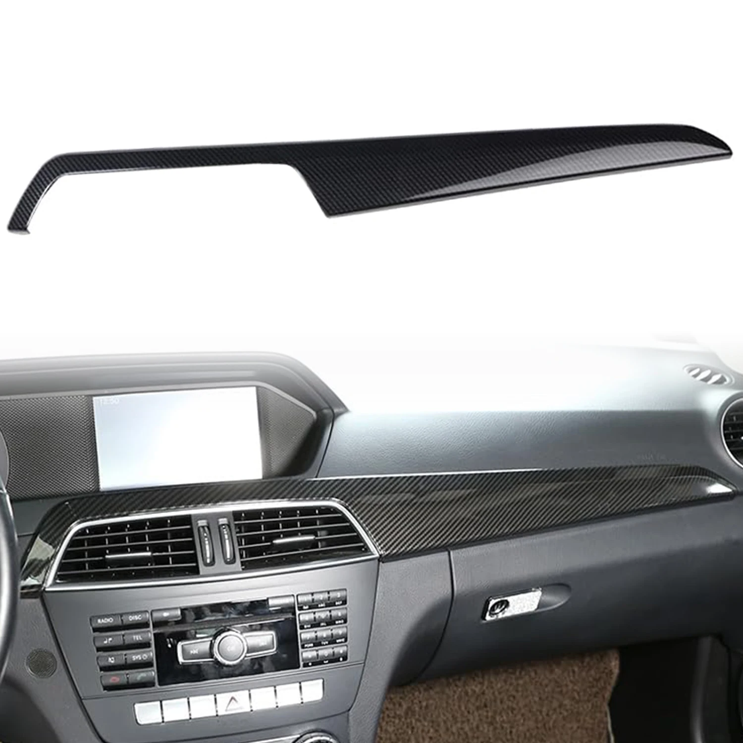 

Для Mercedes-Benz C-Class W204 2011-2014 левый руль!!! СВД!!! Углеродный стиль, внутренняя центральная консоль, молдинг, накладка, 1 шт.