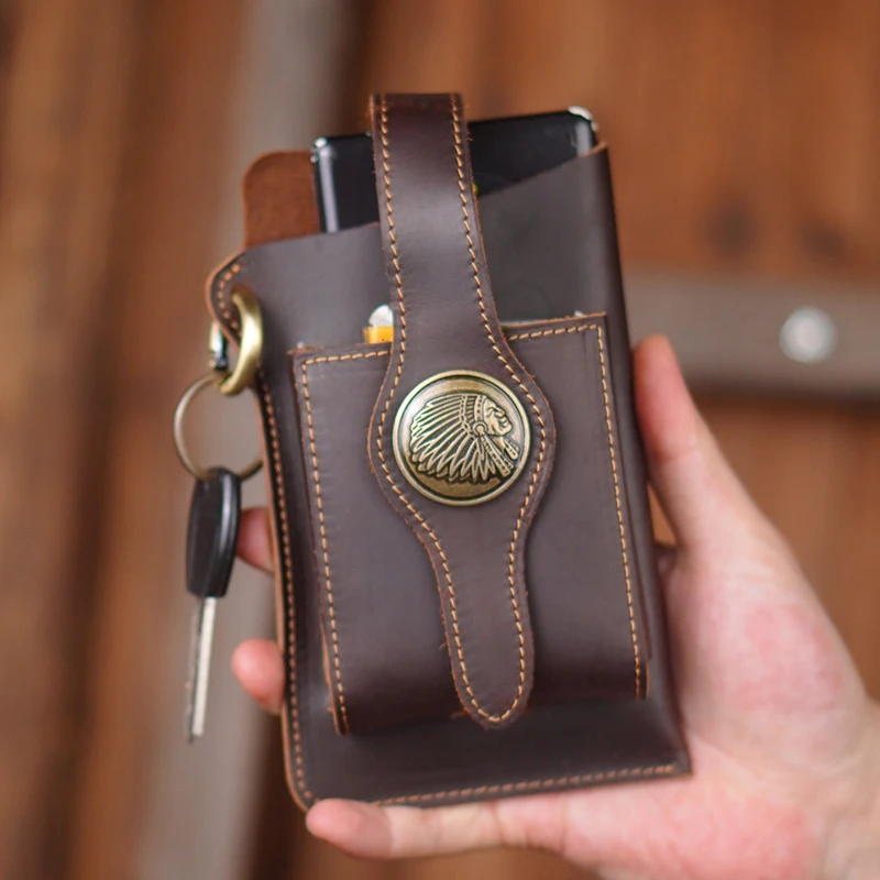 

Mad horsehead layer cowhide mobile phone pocket