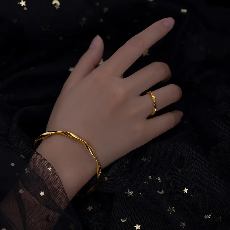 Оригинальное золото 999 м кольцо для мужчин и женщин вечный браслет с надписью