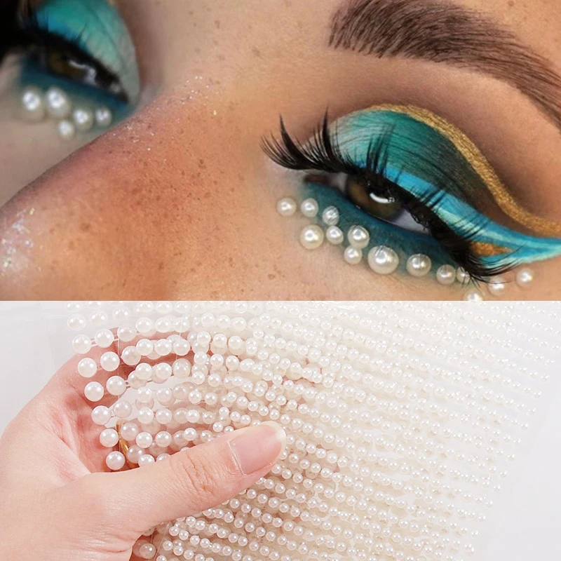 

White Half The Pearl Sticker for DIY Dress Decoration Accessories Handmade Creative Sticker Home Decoration Face Tattoo Sticker