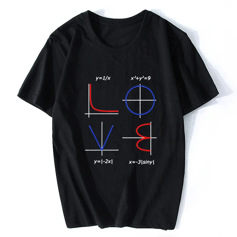 Купи Funny Math Love Creative Graphic Printed T-Shirt. Summer Cotton O-Neck Short Sleeve Mens T Shirt New Oversized Streetwear за 334 рублей в магазине AliExpress