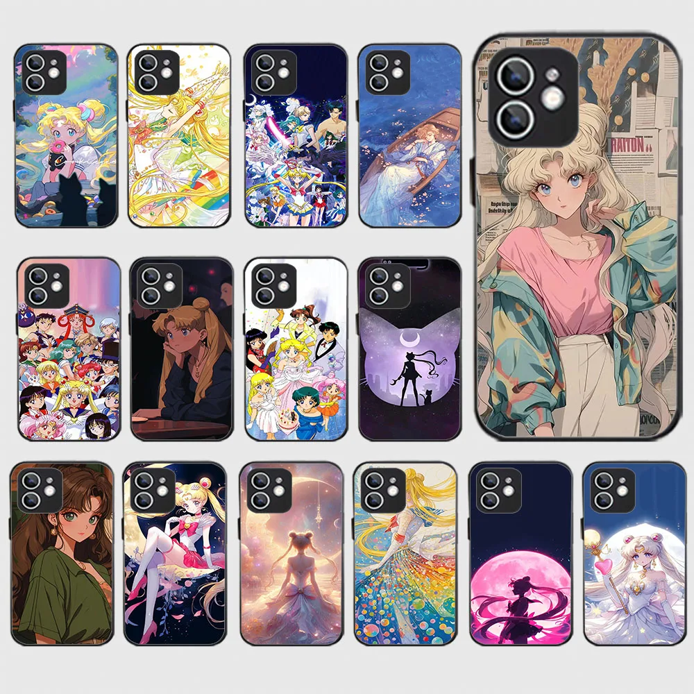 Черный силиконовый чехол WEA-28 S-Sailor Moon для iPhone XS XR 5 6 7 8 SE 11 12 Mini Plus Pro Max
