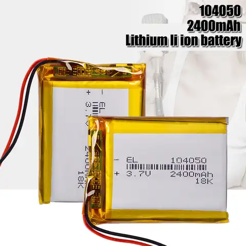 Перезаряжаемый литий-полимерный аккумулятор 3,7 в, 2400 мА/ч, литий-полимерный аккумулятор 104050, литий-полимерные литий-ионные литий-полимерные ...
