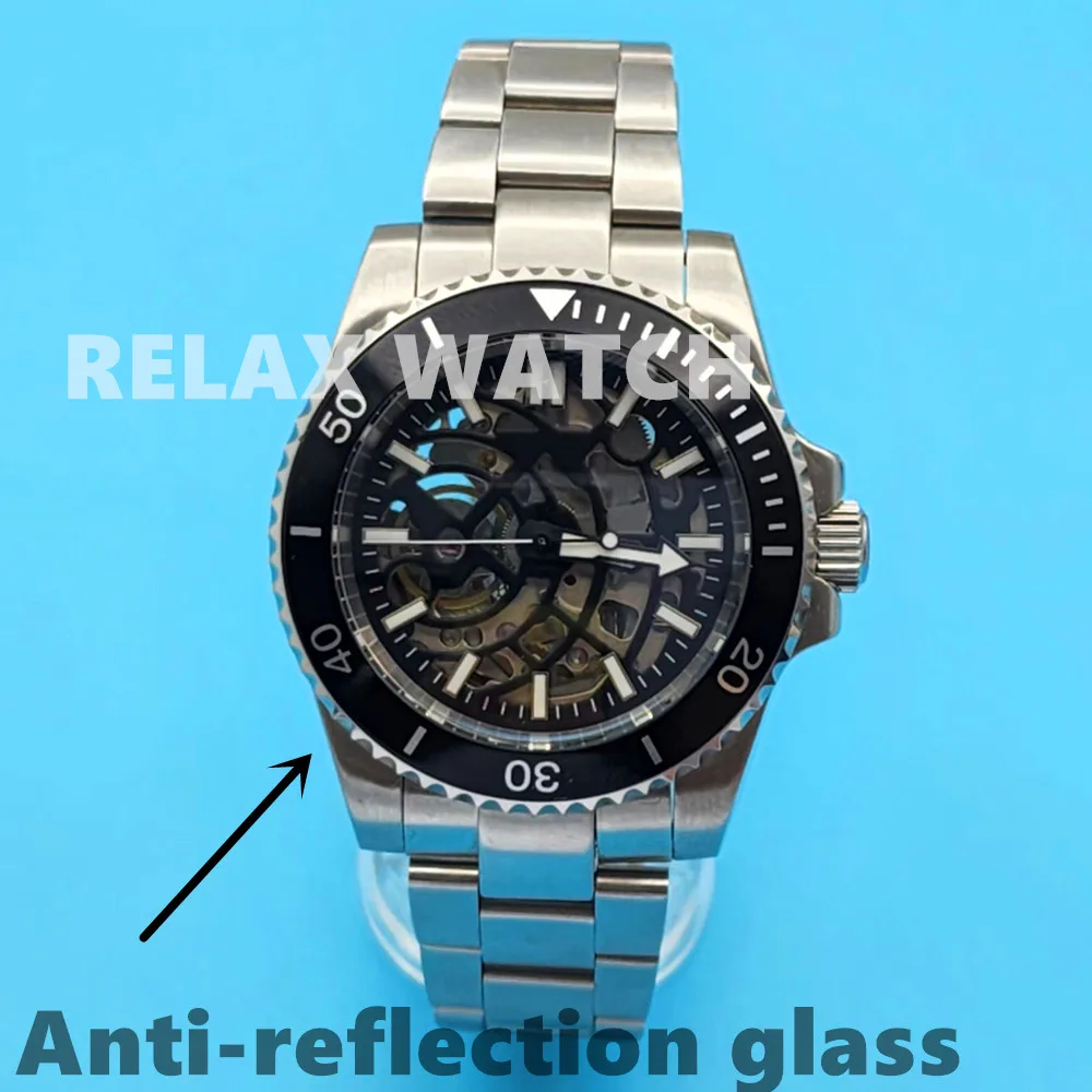 

Мужские часы-скелетоны из нержавеющей стали, 40 мм