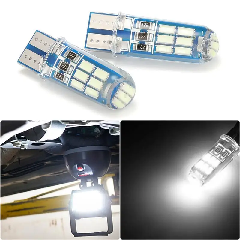 

Светодиодная лампа T10 W5W с чипом 15 SMD 4014, 2 шт., для указателей поворота автомобиля, номерного знака, габарисветильник огней, силиконовая лампа ...