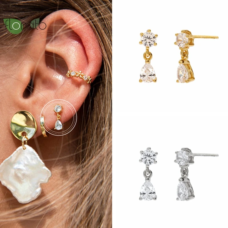 

925 Sterling Silver Needle Sparkling Zircon Earrings for Women 2022 Luxury Jewelry Exquisite Stud Earrings Wedding Accessories