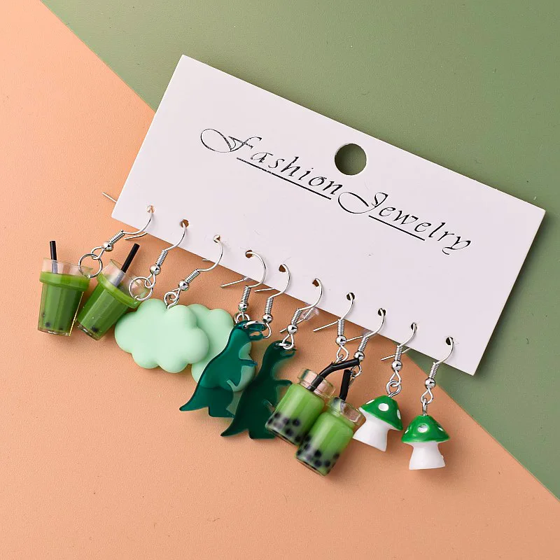 Novel Small Dinosaur Charms Earrings Fashion Pendant Jewelry Accessories Dangle Earrings for Women Girls Birthday Party Gifts