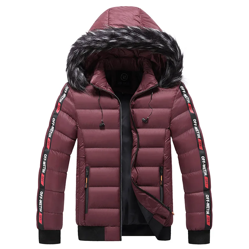 Winter Warm Men Hooded Parkas Jacket Coat Men Fur Collar Thick Fleece Parkas Men Outerwear Wool Windproof Down Jacket Coats Men